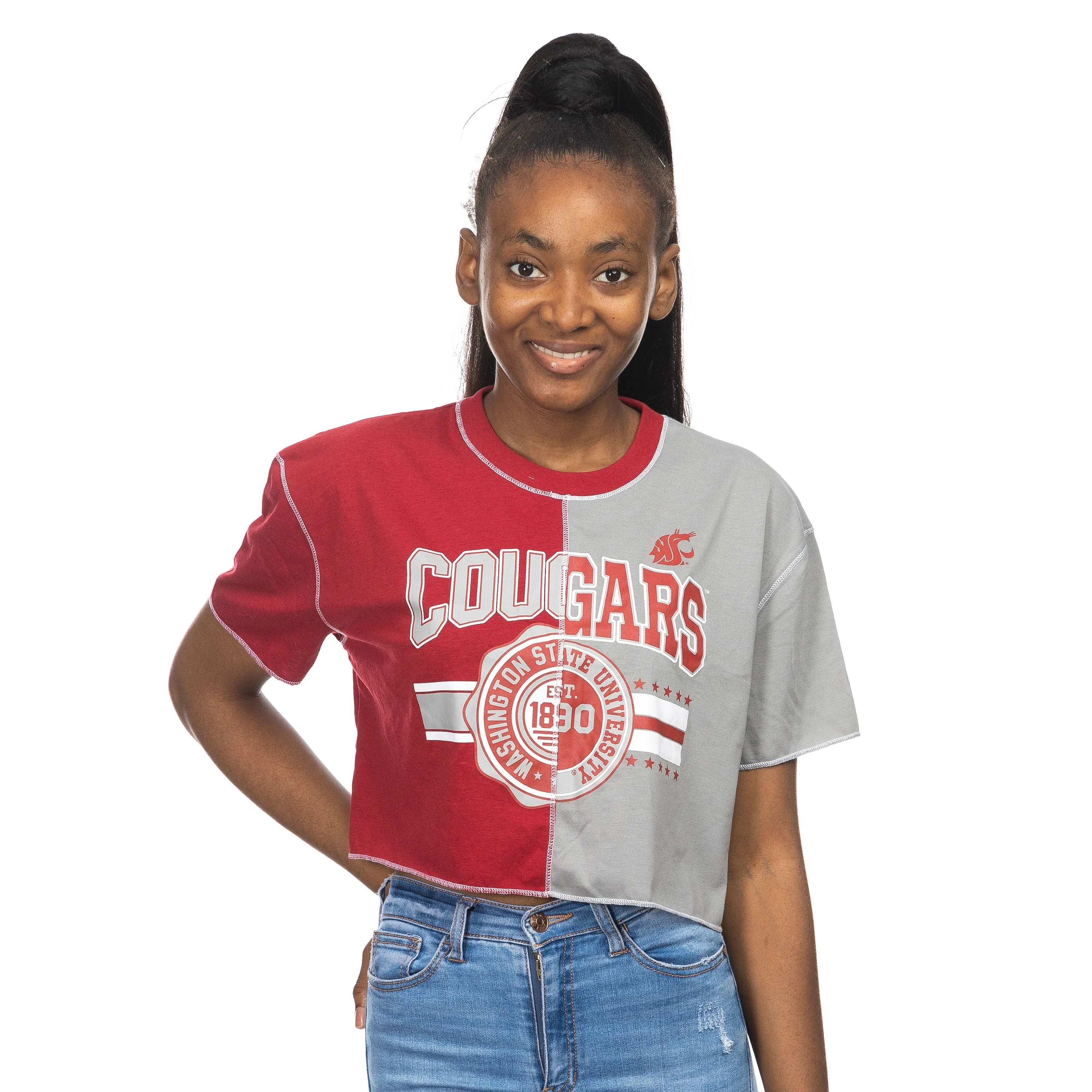 ZooZatz WSU Cropped Color Block Tee